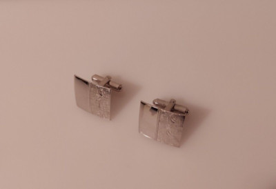 JML USA sterling square cufflinks leaf design 11/16''