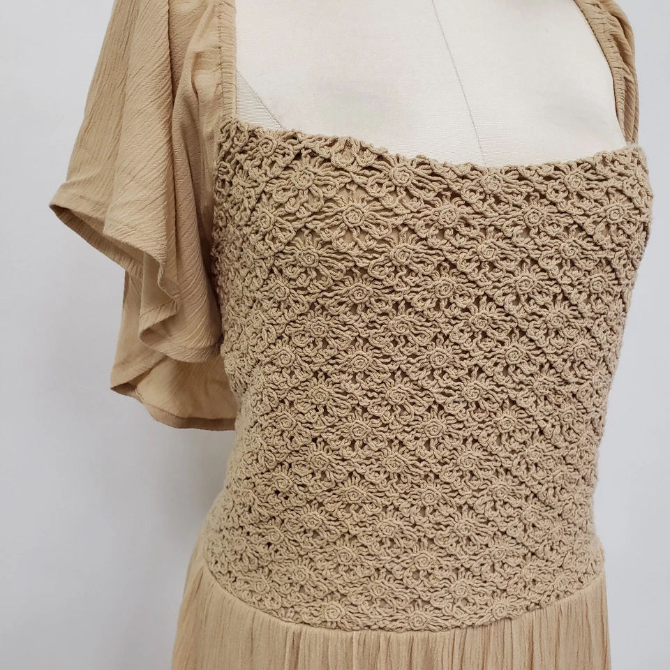 Vestido maxi Lane Bryant feminino crochê boho cottagecore tamanho 22 Petite Festival - Imagem 2 de 4