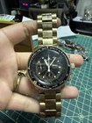 Vintage Seiko Chronograph 200M Gold Tone Black  QZ Watch 651627 FOR PARTS