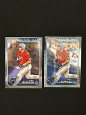 Jake Burger (2) 2024 Topps Chrome #108 Prism Refractor Marlins