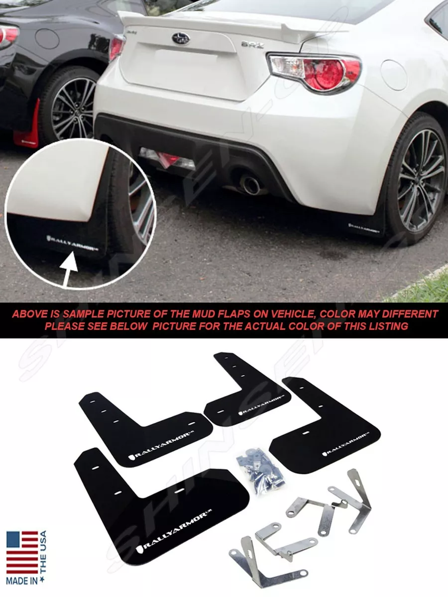 Rally Armor UR Black Mud Flaps w White Logo for 2013 2017 Subaru