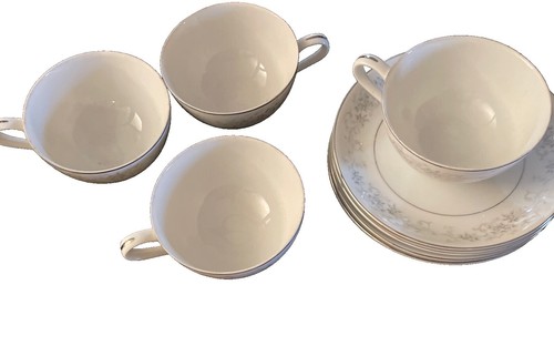 Porcelain Cup & Saucer Delicate Florals and Silver Rim Japan | eBay