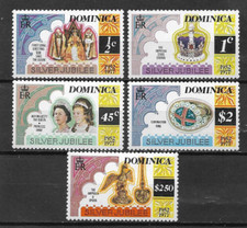 DOMINICA POSTAL ISSUE, SET OF 5 MINT COMMEMORATIVE STAMPS 1977, QE11 SILVER JUB.