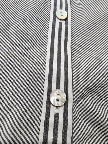J Jill Button Down Shirt Top Small Striped Cotton Blend Women's White Charcoal - Picture 8 of 11
