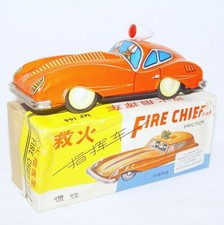 MF-144 China 1:32 JAGUAR E-TYPE "FIRE CHIEF" Tin Friction Car 14cm MIB`65 RARE!
