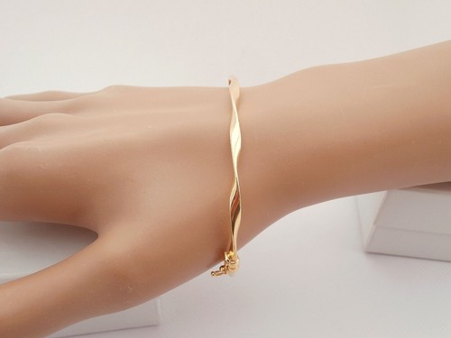 9k Gold Bracelet, 9k Gold Bangle, Rigid Bracelets For Women, Italian Design - Picture 11 of 18