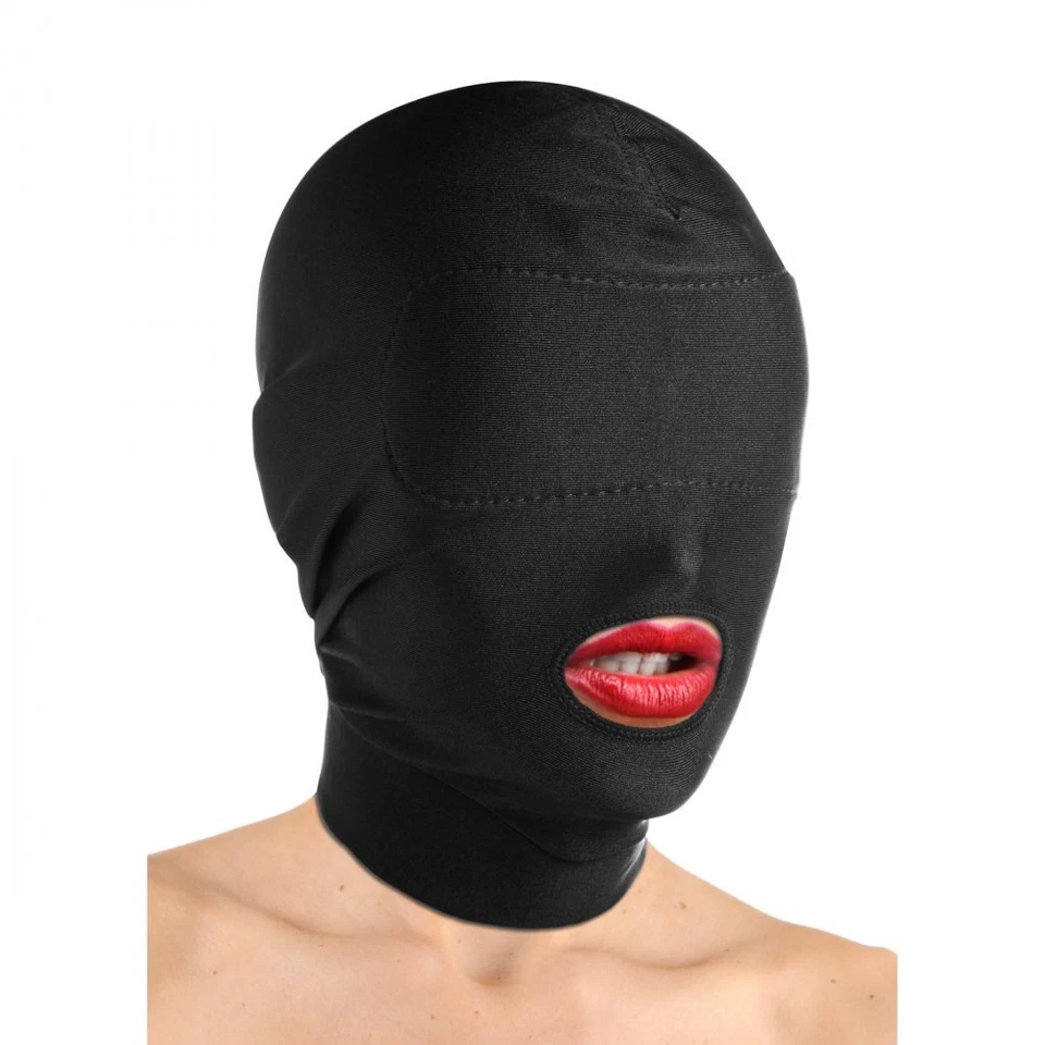 Dehnbare Kopfmaske Maske mit Mundöffnung - Open Mouth Hood Stoff Spandex schwarz