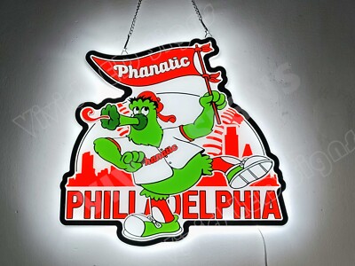 16''x15'' Lets Go Phillies Phanatic Baseball LED Lighted Sign 3D Vivid Print Neon
