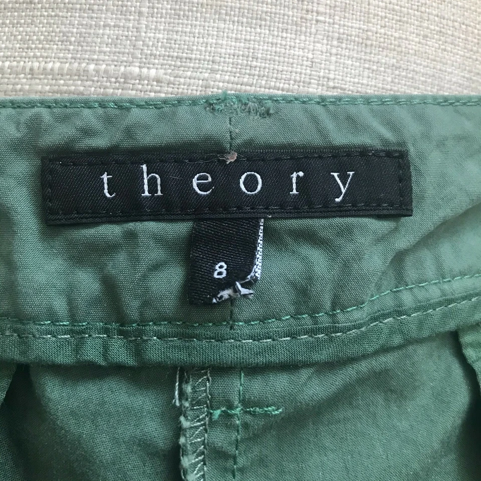 Theory Green Mid Rise Straight Leg Trouser Chino Pants Size 8 - Image 2 of 4