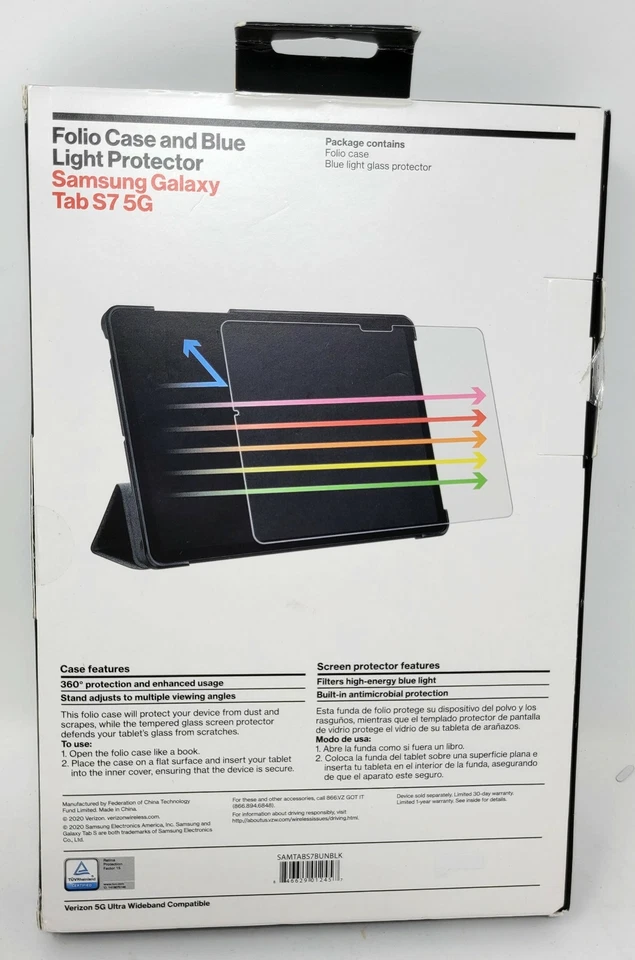 Verizon Folio Case w/ BlueLight Screen Protector for Samsung Galaxy Tab S7 5G - Image 2 of 2