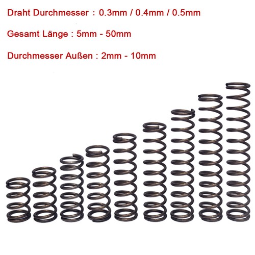 5 Stück Druckfedern 100mm - Ø6mm Außendurchmesser, 0,5mm Drahtstärke