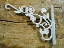 Cast Iron Victorian Style WHITE SCROLL Plant Hook Garden Hanger Wall Barn Fence