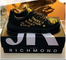 NWB JOHN RICHMOND Retro Statement Black/Gold Leather Sneaker Women Size5M