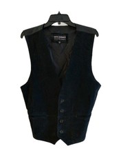 Wilsons Leather Experts Black Western V-Neck Biker Vest Button Mens Size XL