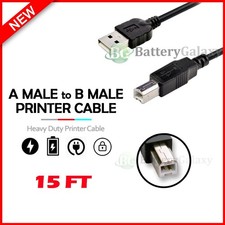 USB 2.0 Printer Cable Cord 15ft USB A to B Black