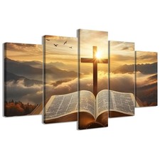 5 Piece Christian Wall Art Bible Pictures Christ Spiritual Prints Cross Painting