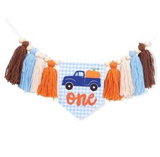 Our Little Pumpkin 1st Birthday High Chair Banner - Blue Truck Theme, Fall