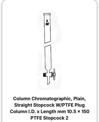 Kontes Pyrex Glass Chromatography Column 200mL Reservoir w/o Stopcock Valve