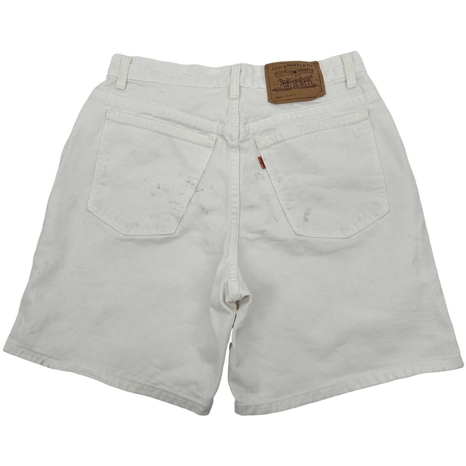 VTG 90s Women's White 950 Levi's Relaxed Fit Denim Orange Tab Shorts 10 Regular