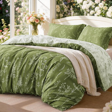 Olive Green King Comforter Set - King Size Comforter Set, 3 Pieces Cute Floral B