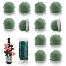 24 PCS Mini Floral Foam Holder Round With 2 Rolls Green Wire Blocks For Decor