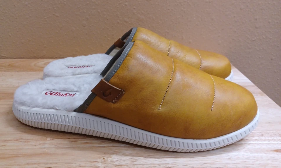 Zapatillas de mula forradas de cuero/oveja OluKai Mua 'Ili para hombre EE. UU. 11/UE 44 Foto 3 de 4