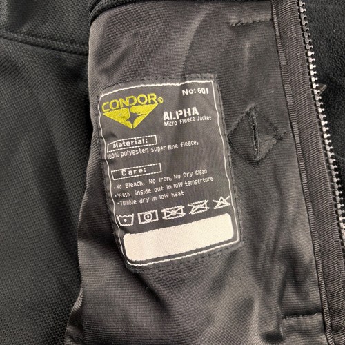 Giacca Condor Alpha Micro Pile 601 Nera Uomo Piccola Full Zip Cappotto Tattico - Foto 4 di 7