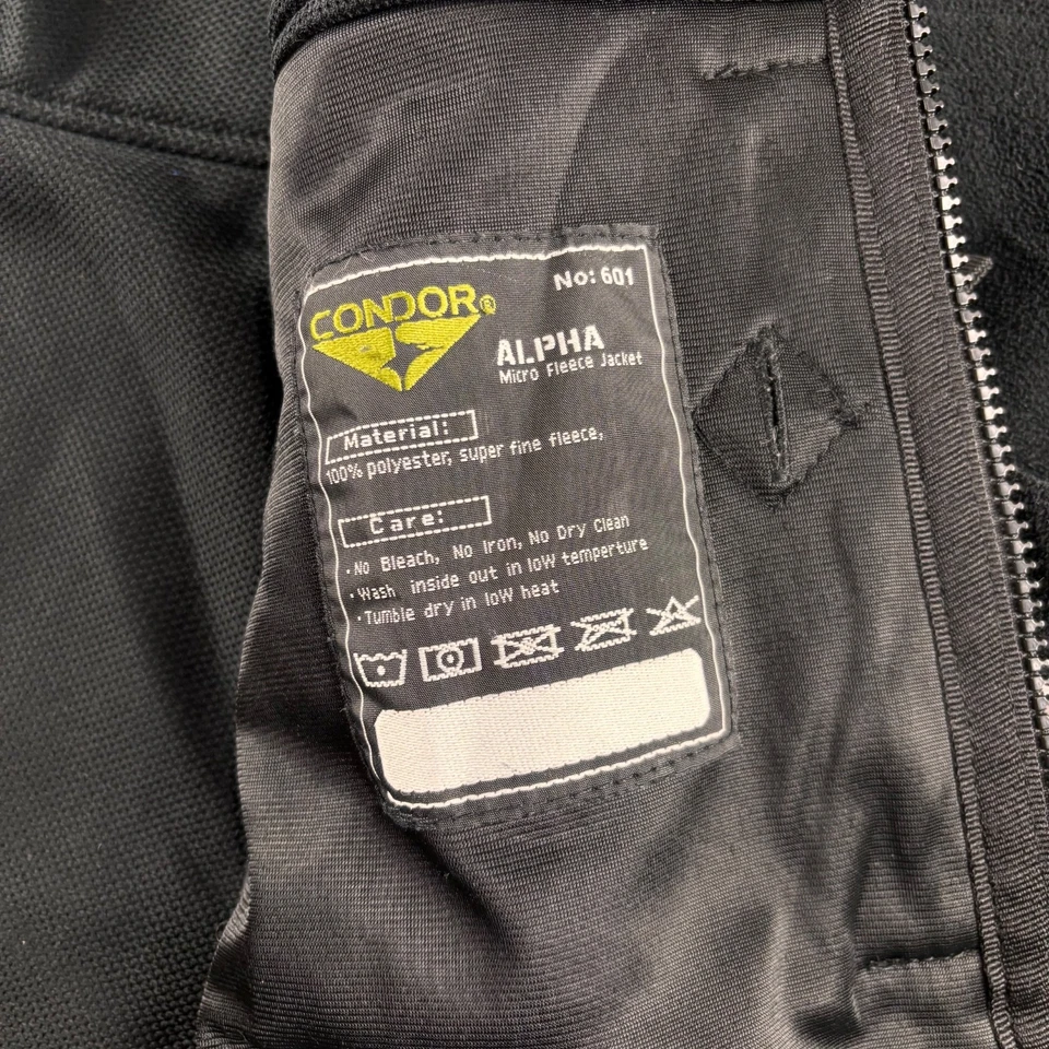 Condor Alpha Micro Fleece Jacket 601 Black  Men's Small Full Zip Tactical Coat - Image 4 of 4