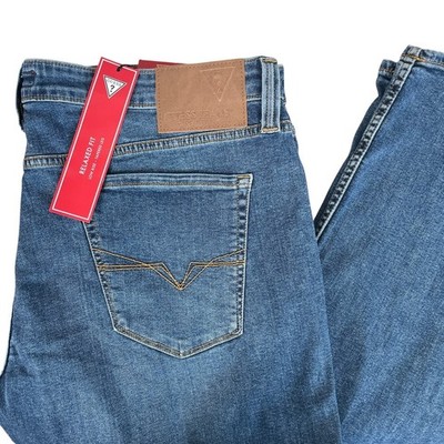 NEW Guess Desmond Relaxed Fit Jeans Mens Actual 40x30 Blue Nilam Wash Stretch
