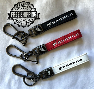 ''Bronco Keychain Keyring Leather Lanyard for Car Key Fob Holder Gifts''