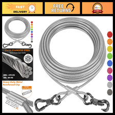 XiaZ Dog Tie Out Cable 100FT Heavy Duty Silver for Dogs Up to 250 LBS