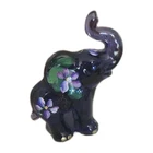 Fenton Purple Glass Elephant Trunk Up Figurine Hand Painted By D. Robinson