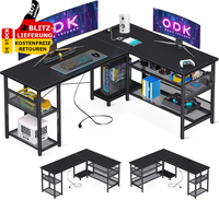 Eckschreibtisch 150×102Cm Gaming Schreibtisch Mit Steckdosen & USB Computertisch