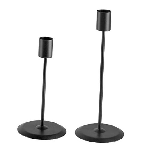 Matte Black Candle Holders, Set of 2 Decorative Candlestick Holders for Taper