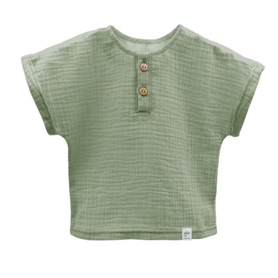 Maximo T-Shirt GOTS Baby Boy-Hemd Kurzer Arm Musselinstoff Frostgrün - Bild 1 von 3