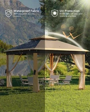 11x11 Pop Up Canopy Tent, Mosquito Net,Waterproof & UV Resistant Outdoor Gazebo