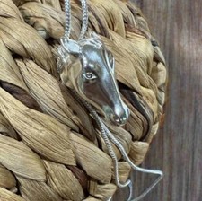 Silver Horse Head Charm Pendant Necklace, Adj...