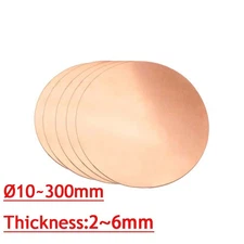 Solid Pure Copper Discs Blanks Round Plate Metal Sheet Thick 2mm~6mm Ø10~300mm