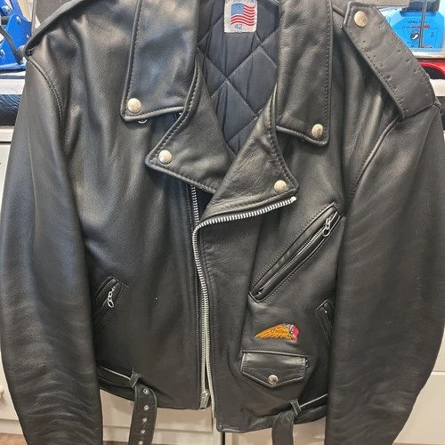 Vintage Indian Motocycle USA Leather Jacket Motorcycle Choppers 80s 90s Sz42 - product listing photo