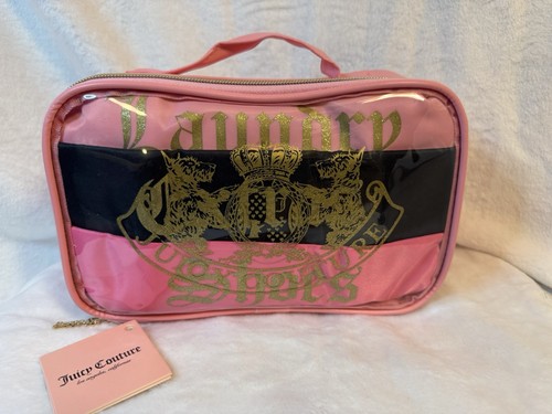 NET Juicy Couture Clear/Pink Travel Packing Cube w/ 3 Drawstring Bags 9.5x6x3"