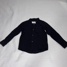 Childrens Place Button Up Shirt Boys Size 5/6 Long Sleeve Pocket Collared Black