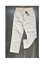 Denim Co Primark Woman’s Ecru Cream Denim Straight Leg High Waist Jeans Size 14