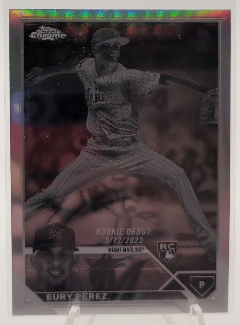 2023 Topps Chrome Update Eury Perez #USC175 RC Marlins Rookie Debut Negative