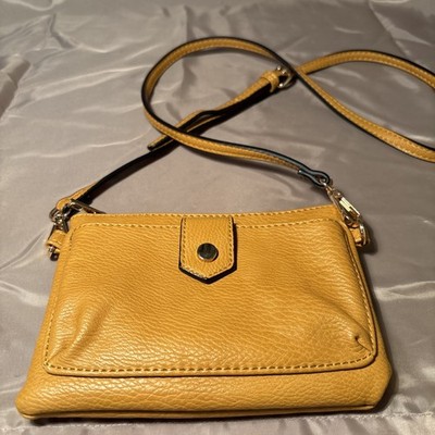 mustard yellow faux leather crossbody bag or clutch
