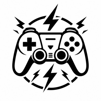 Gaming Aufkleber Gamer Gamepad Blitz Vinyl Sticker 8-29cm Schwarz Weiß
