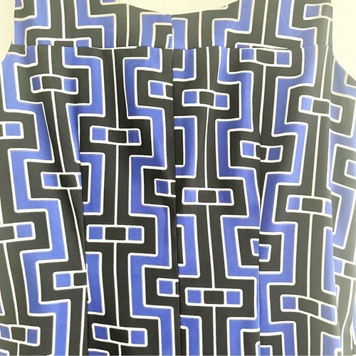 Michael by Michael Kors Geometric Design Sheath Dress Blue Black Peekaboo Slit 2 - Picture 7 of 8