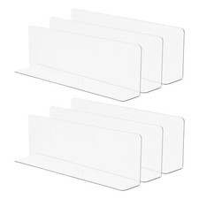Plastic Shelf Dividers 6pcs Clear L Shaped Separator Transparent Organizer Di...