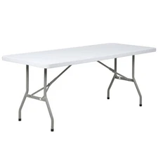 Lancaster Table & Seating 30" x 72" Heavy-Duty White Plastic Folding Table