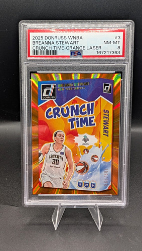 WNBA 2025 Panini Donruss - Breanna Stewart Crunch Time Orange Laser #3 PSA 8