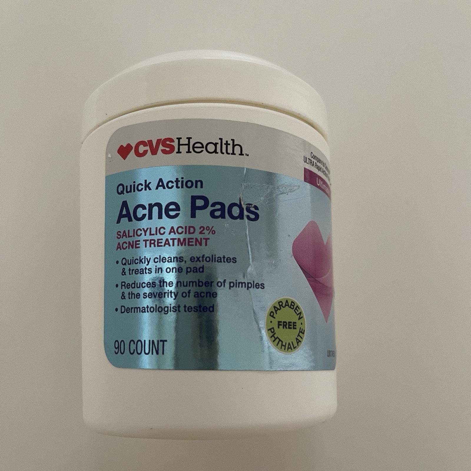 CVS health Quick Action Acne Treatment Pads , Dermatologist Tasted , 90ct